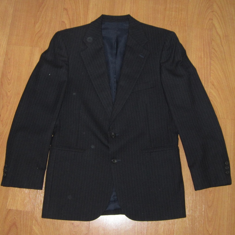 Black pinstrip custom tailored suit